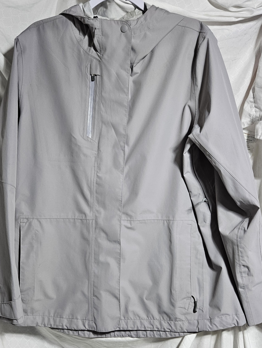Lands' End Women's Rain Coat Jacket Grey Hood XL Like New* (Rrh)